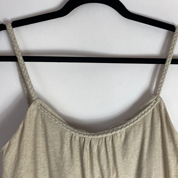 J. Crew khaki braid trim ruffle hem linen blend tank top small NWT - Picture 2 of 7